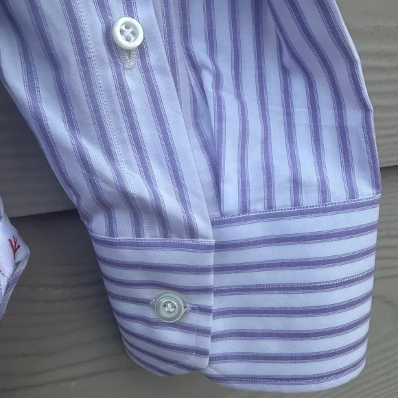 Isaia Lavender Striped Dress Shirt - Picture 5 of 13